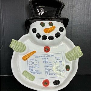Figi Snowman Chip and Dip Plate vintage